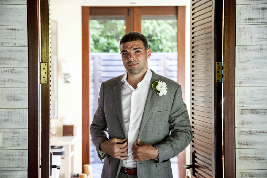 Groom in Seychelles Elopement