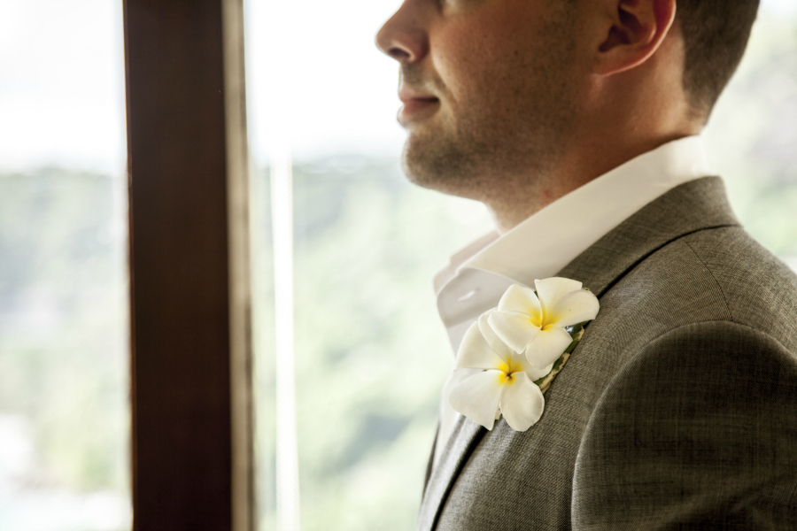 Groom's Button Hole Seychelles Elopement